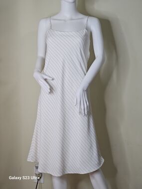Striped Ivory Slip Dress with Thin Straps